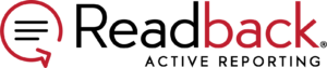 The Readback Logo The Readback logo in black and red, with "Active Reporting" in all caps below "Readback"